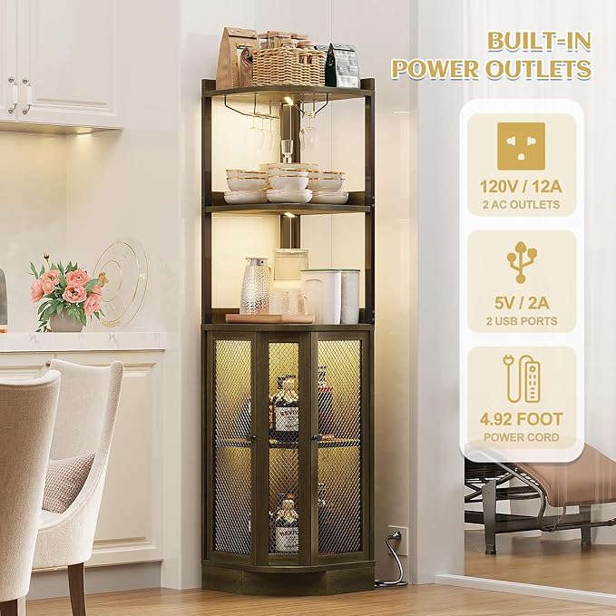 EOYUTLLY Corner Bar Cabinet - Image 4