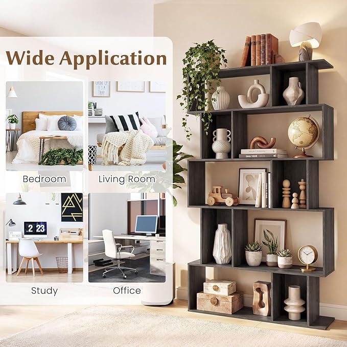 Giantex 5-Tier Bookshelf, 10-Cube Geometric Book Case - Image 6