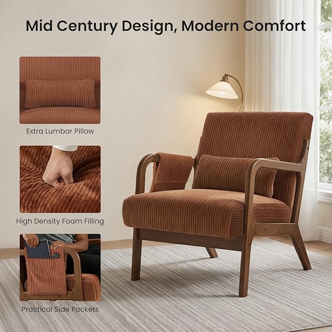 DUMOS Accent Chairs Set of 2, Mid Century Modern Accent Chair - Image 4
