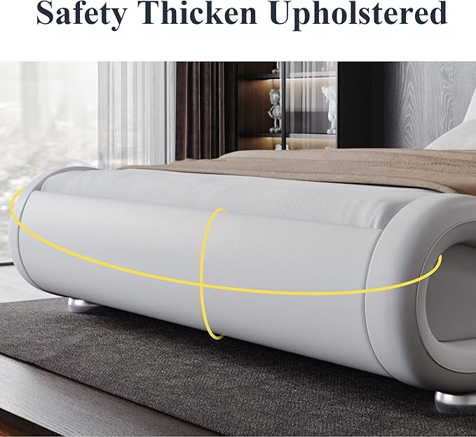 Allewie Queen Size Upholstered Platform Bed Frame - Image 5