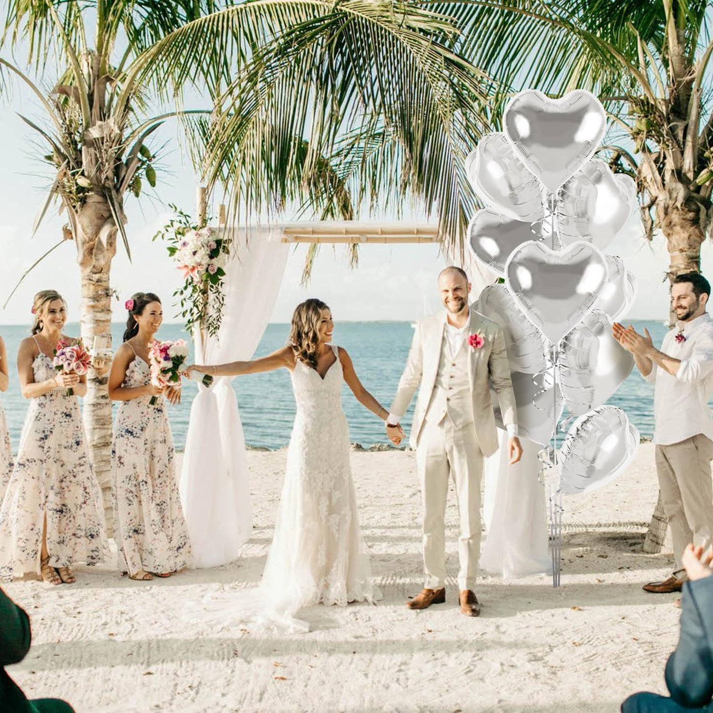 TONIFUL 30Pcs 18 Inch Silver Heart Balloons Silver Heart Shape Foil Mylar Balloons Decoration for Birthday Valentine's Day Wedding Bridal Shower Anniversary Engagement Party Supplies