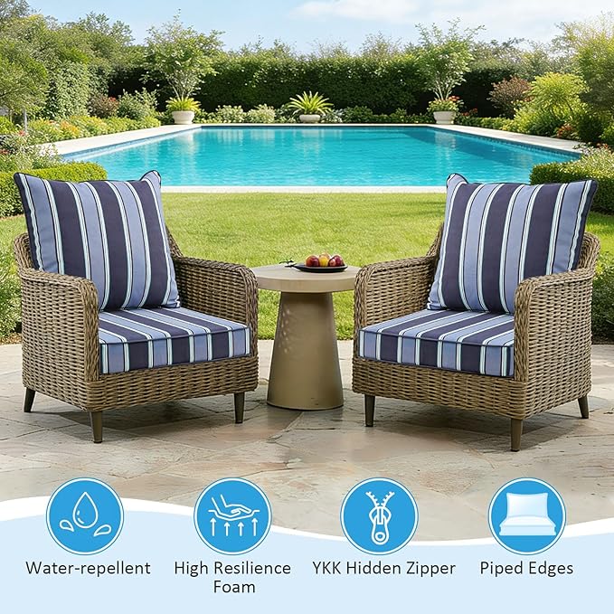 Outdoor Deep Seat & Back Cushion Set, 24 x 24 Inch Water Repellent and Fade - Image 3