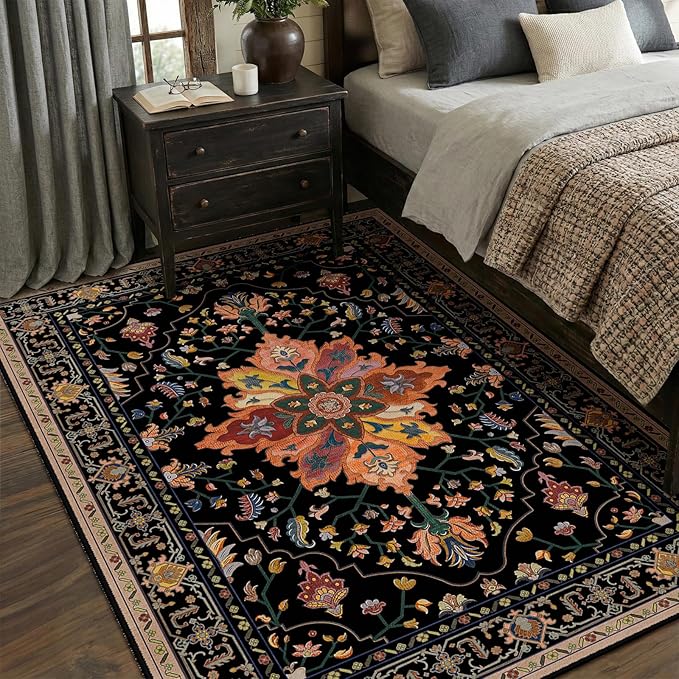 RELEANY Area Rugs 5'x8' Washable Non-Slip, Floral Vintage Distress Print - Image 4