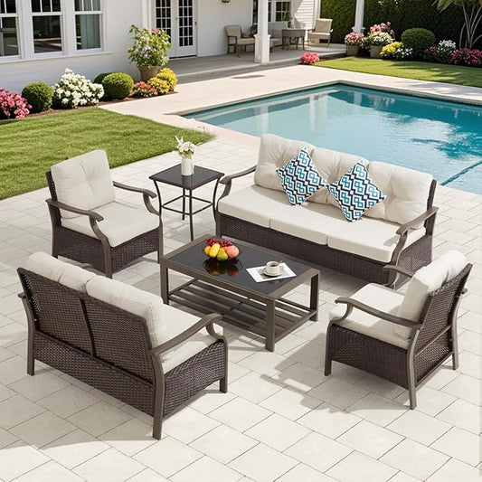Outdoor Patio Furniture Set, 6 Pieces Outdoor Conversation Sets by YALISSEY