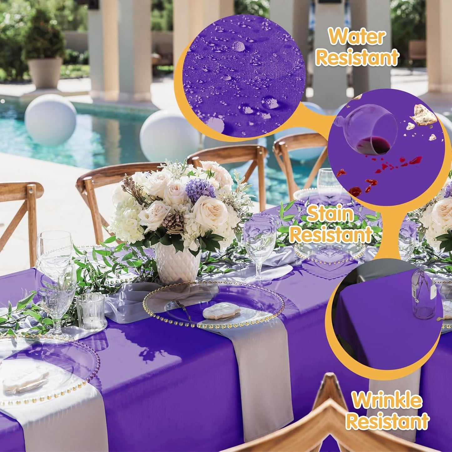 BRILLMAX 10 Pack Purple Tablecloths 70 x 120 Inch for 6ft or 8ft Rectangle Tables - Rectangular Bulk Linen Polyester Fabric Washable Cloth Cover for Wedding Reception Banquet Birthday Party