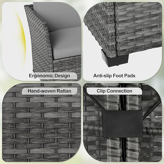 LOUVIXA 7 Pieces Patio Furniture Set, Outdoor Patio Furniture, Wicker - Image 7