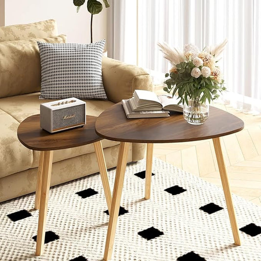 BAMEOS Bamboo Nesting Triangle End Table by BAMEOS