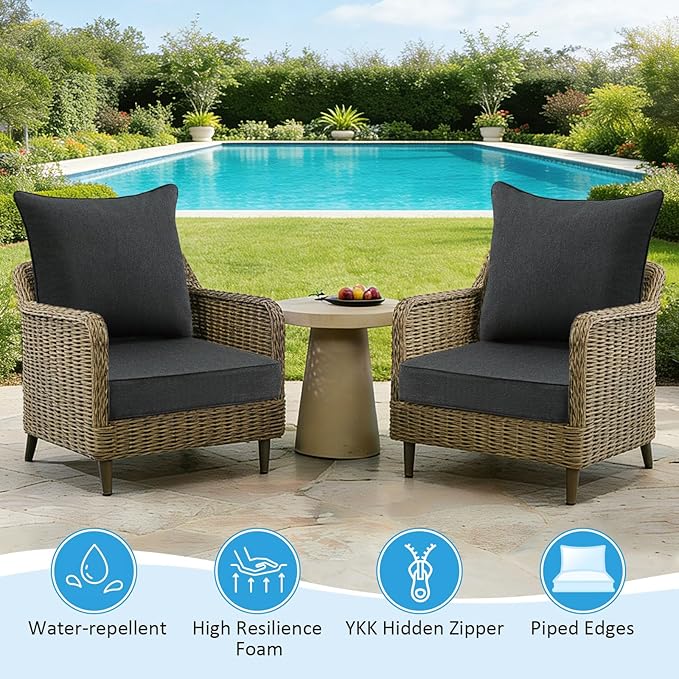 Sunbrella Outdoor Deep Seat & Back Cushion Set, 24 x 24 Inch Water Repellent - Image 4