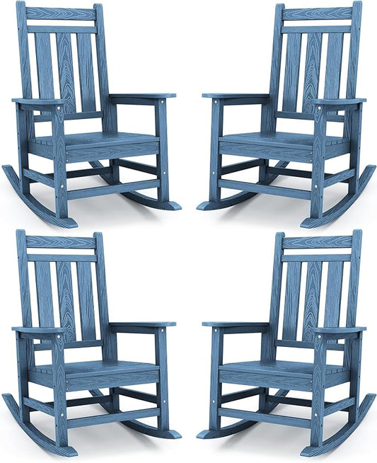 KINGYES Oversized Outdoor Rocking Chair Set of 4, All-Weather Patio Rocking by KINGYES