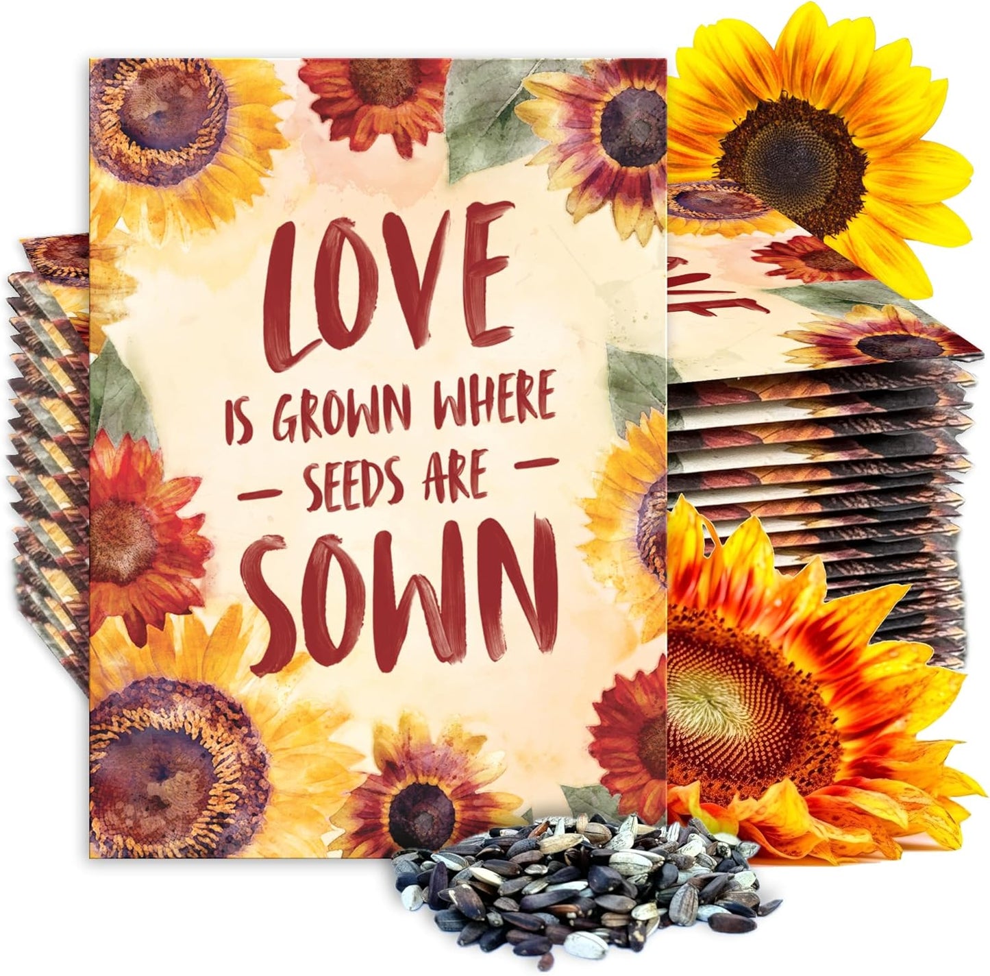 Seed Needs, Sunflower Seed Packet Party Favors - Pre-Filled Packs to Hand Out (Great for Weddings, Bridal Showers, Memorials, Fundraisers & Other Events) Heirloom & Untreated (20 Packets)