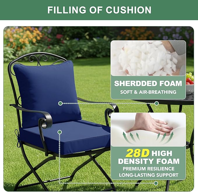Summsun Outdoor Chair Cushions Set of 4, Waterproof Backrest and Deep Seat - Image 4