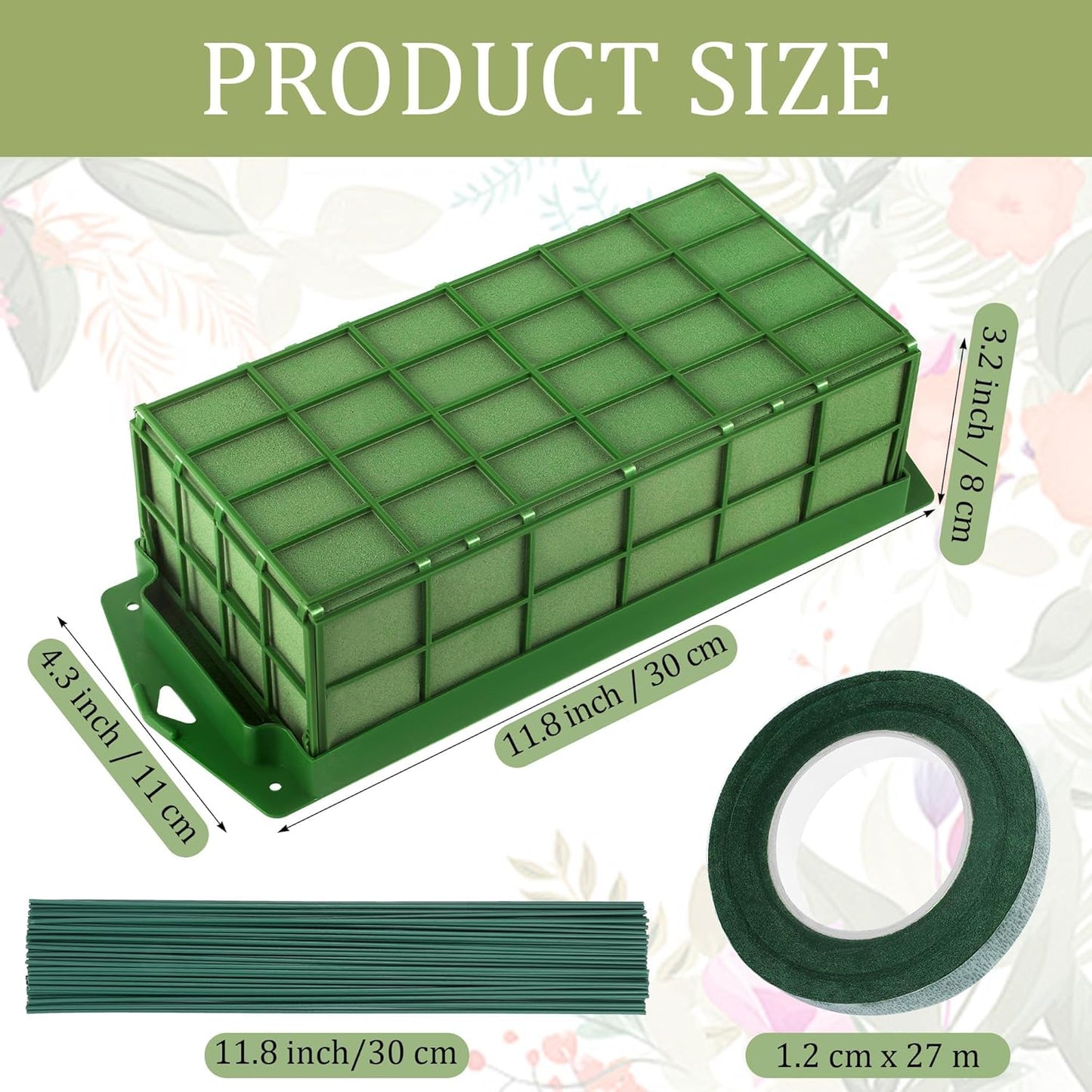 Aodaer 2 Pieces Floral Foam Cage with Floral Foam for Fresh and Artificial Flowers Rectangle Dry and Wet Flower Cage Bowl Holder for Wedding, Home and Garden Arrangement Decorations