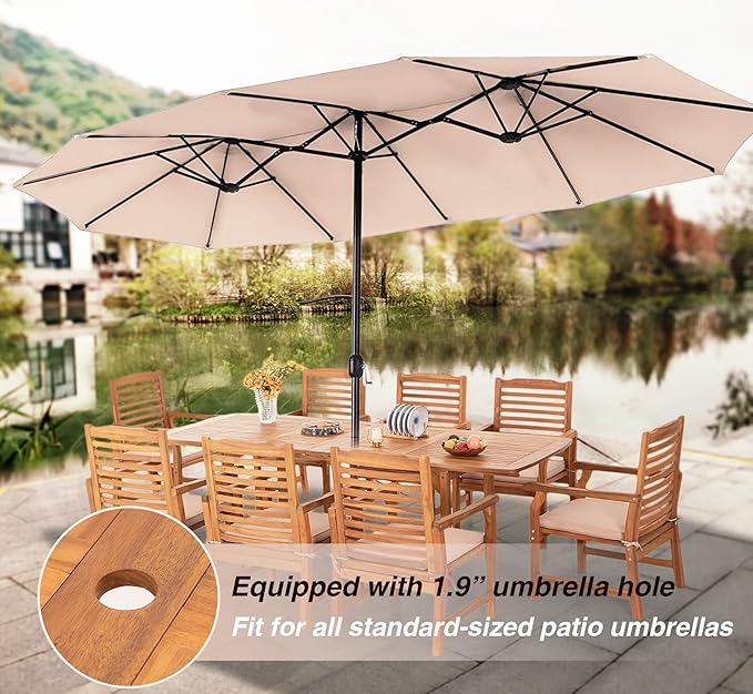 PHI VILLA 7 PCS Acacia Wood Outdoor Dining Set - Image 4