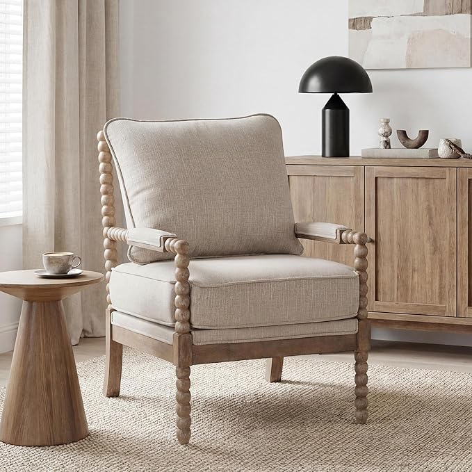 DUHOME Linen Fabric Spindle Accent Chair by DuhomeElegantLifestyle