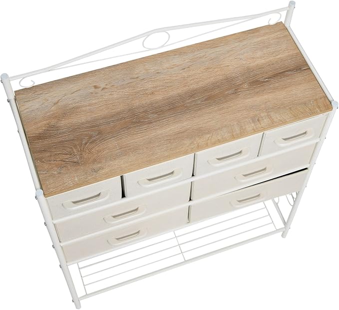 Household Essentials Coastal Oak & Iron Vintage 8-Drawer Sideboard - Image 7