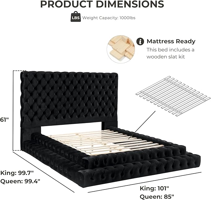 Furniture of America Sable Fabric Upholstered Step Up King-Size Platform Bed - Image 3