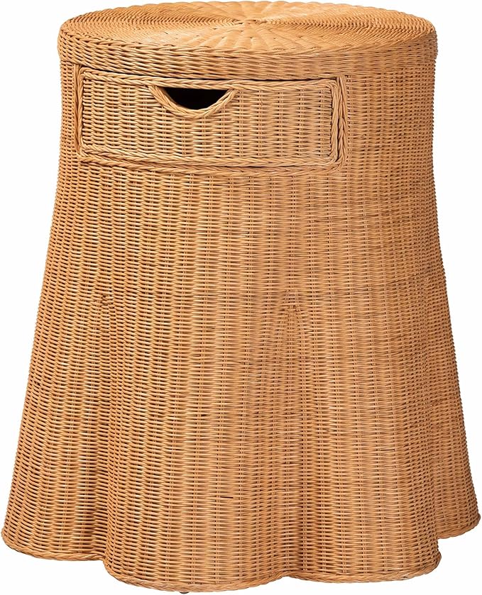 Bali & pari Dayo Scalloped Natural Rattan Console Table by balipari