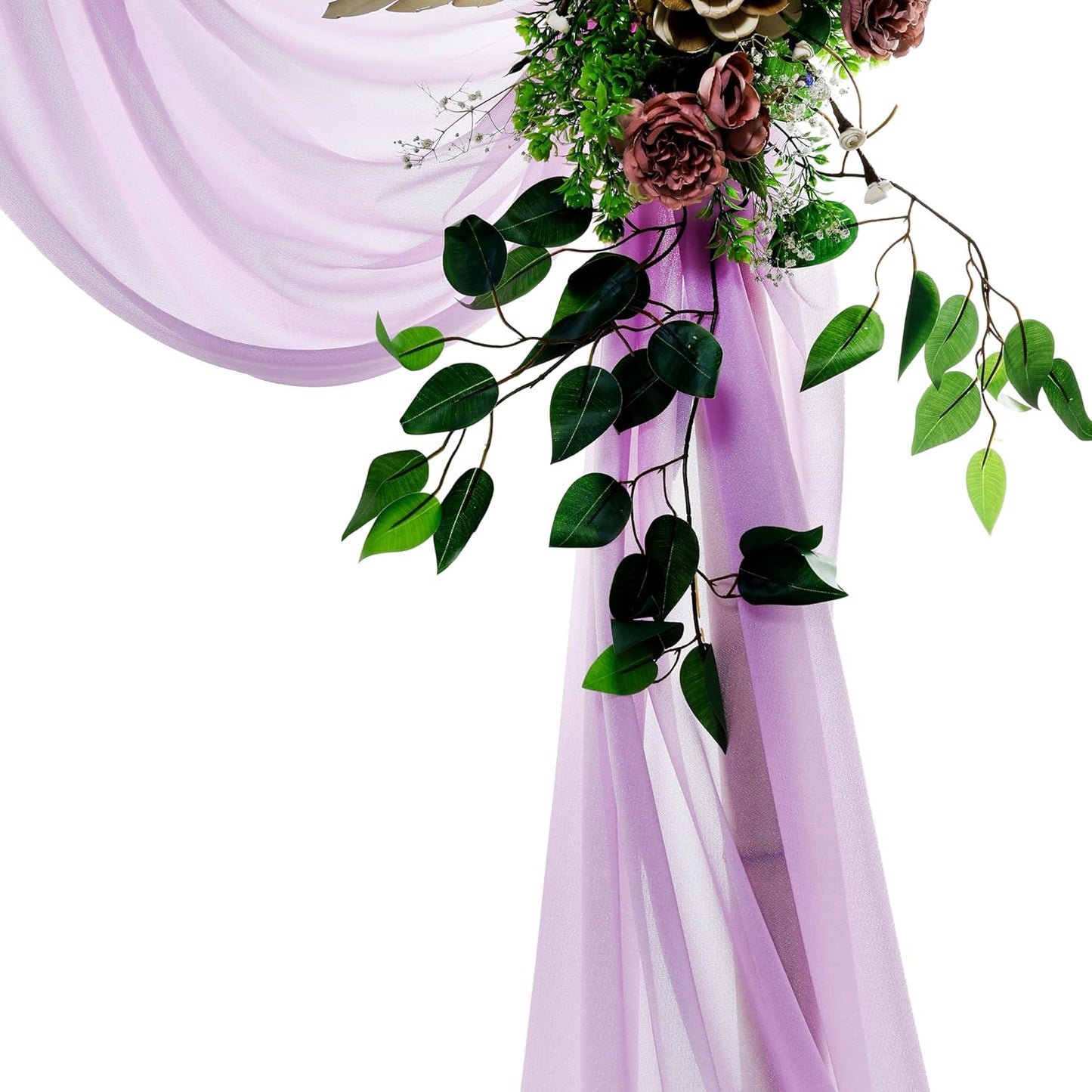 VDS Pack of 2 Panel (30 Inch X 50 Feet) Wedding Arch Draping Fabric Sheer Chiffon Fabric Drapery for Wedding Ceremony Reception Swag Backdrop Canopy Chuppah ARBO Altars Decoration (Orchid)