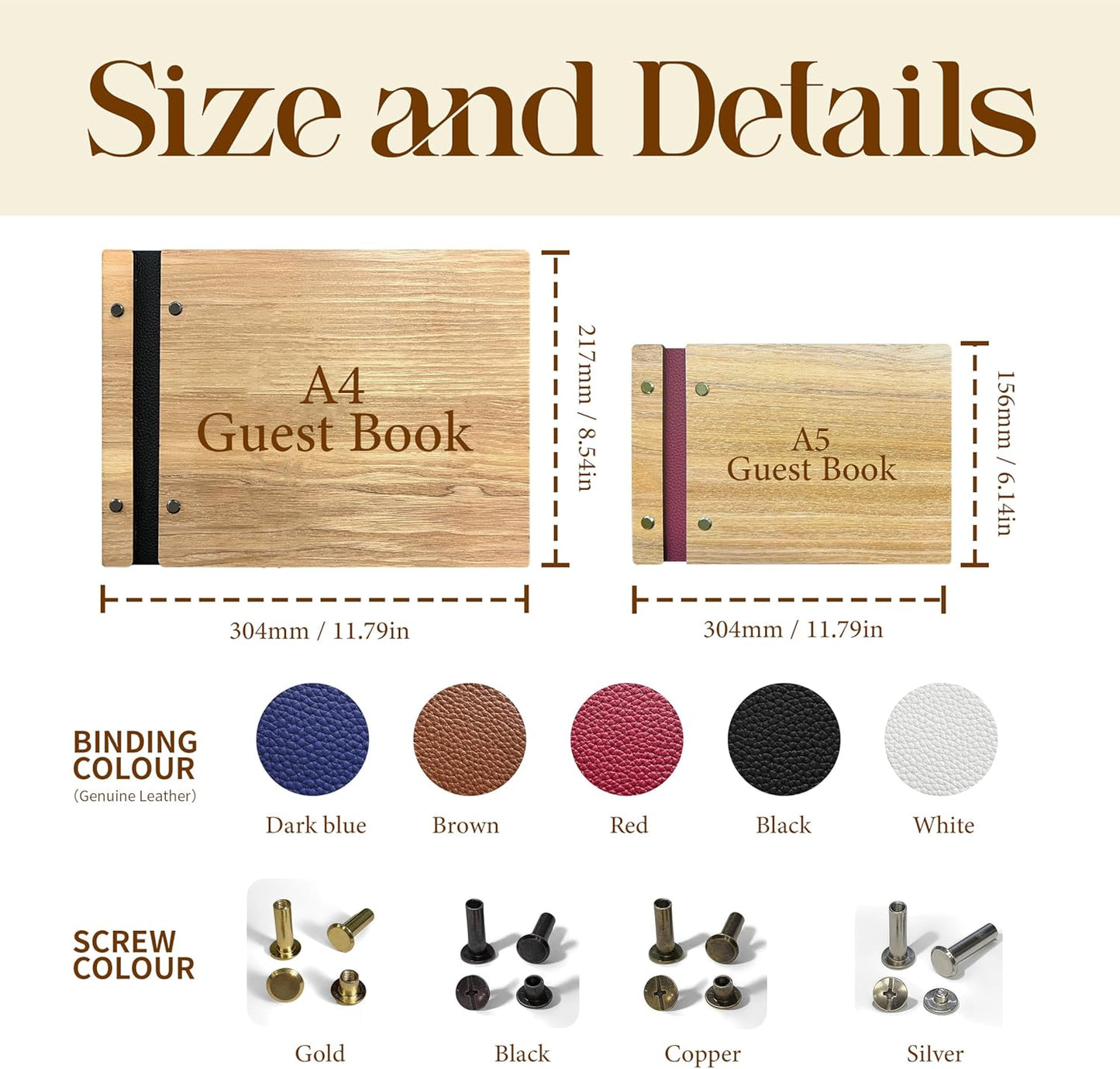 Wedding Guest Book, Custom Wooden Sign-in Book for Reception, Instant Photo Booth Album - Ideal for Wedding Album & Keepsake, Wedding Gift for Couple (A5-8.5 x 6 inch)