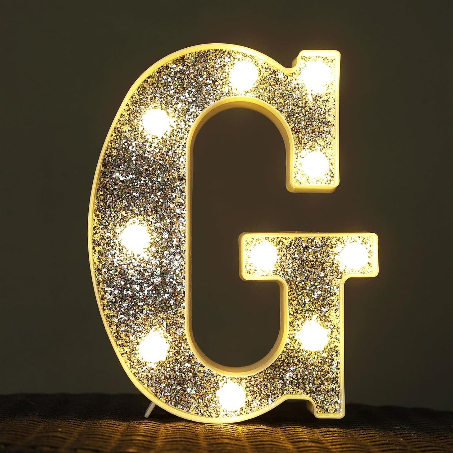 Marquee Light Letters for Table Decorations, Glitter Light Up Signs for Prom, Events, or Engagement Party Decor, Featuring Alphabet & Number Lighted Letters