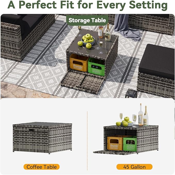 Aoxun 7 Piece Patio Furniture Set, All-Weather Wicker Outdoor Furniture 6 Seats - Image 4