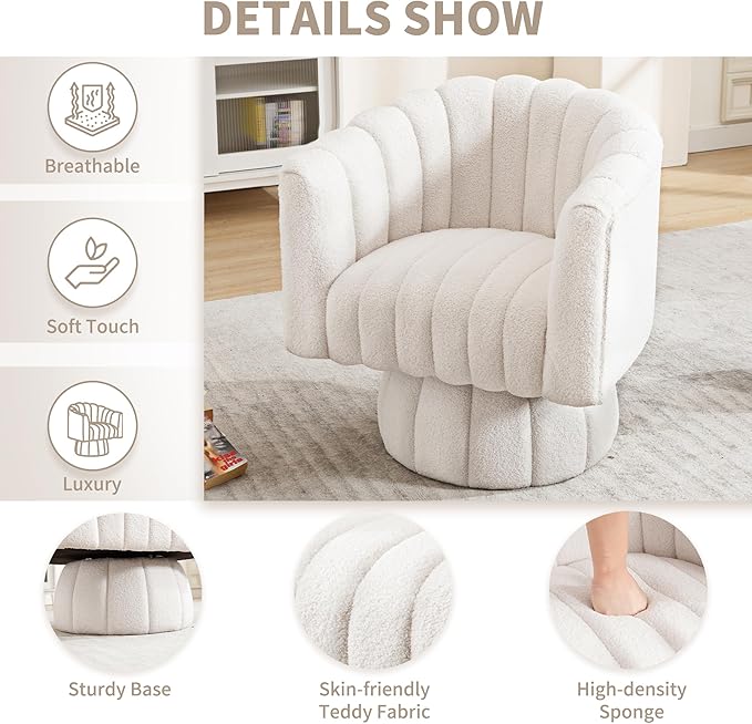 Swivel Accent Barrel Chair Set of 2- Cute Comfy Small Round 360° Arm Chair - Image 4