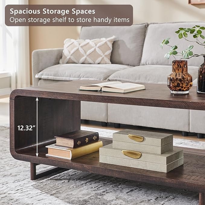 IFGET 48" Modern Coffee Table, 2-Tier Minimalist Center Table - Image 5