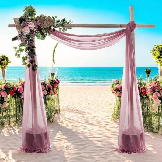 MDS Halloween Chiffon Draping Fabric - 1 Panel, 30" Wide x 20ft Long - Sheer Spooky Arbor & Canopy Drapery for Haunted House Backdrops, Party Ceilings, DIY Costumes & Themed Events - Mauva