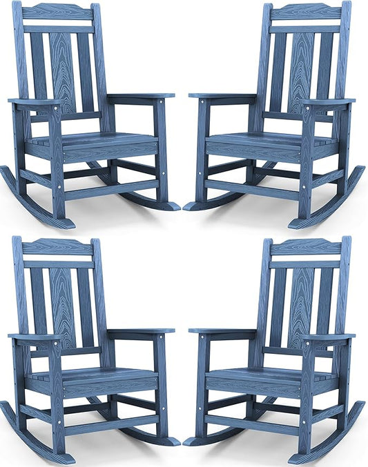 SERWALL Oversized Outdoor Rocking Chair Set of 4, All Weather Patio Rocking by SERWALL