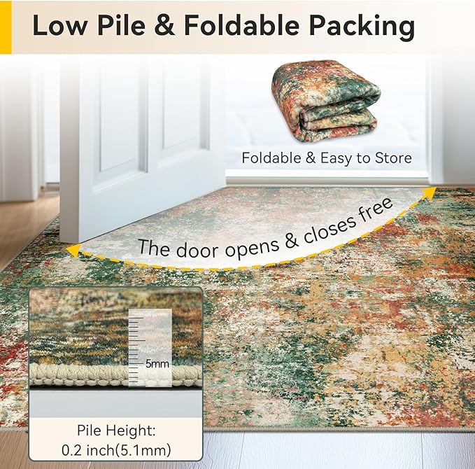 RELEANY Washable Area Rugs 3'x5' Non-Slip Modern Abstract Soft - Image 8