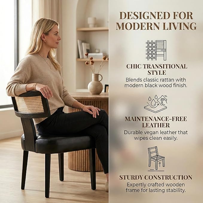 VESCASA Faux Leather Upholstered Dining Chairs - Image 4