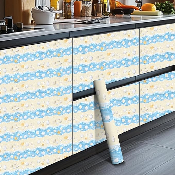 HOMETITUTE Starfish and Seashell Pattern Wallpaper Peel and Stick Self Adhesive - Image 5