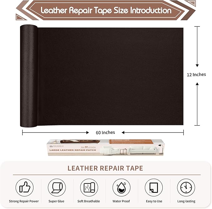KING MOUNTAIN Leather Repair Patch, 12 x 60 Inches Self-Adhesive Repair Tape - Image 4