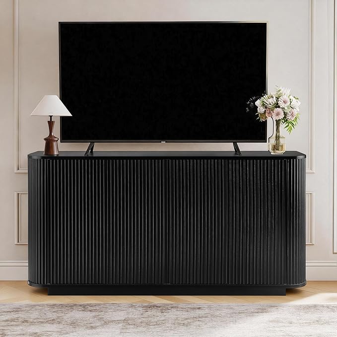 LKTART 64" Buffet Cabinet with Storage, Modern Fluted Accent Sideboard Media - Image 3