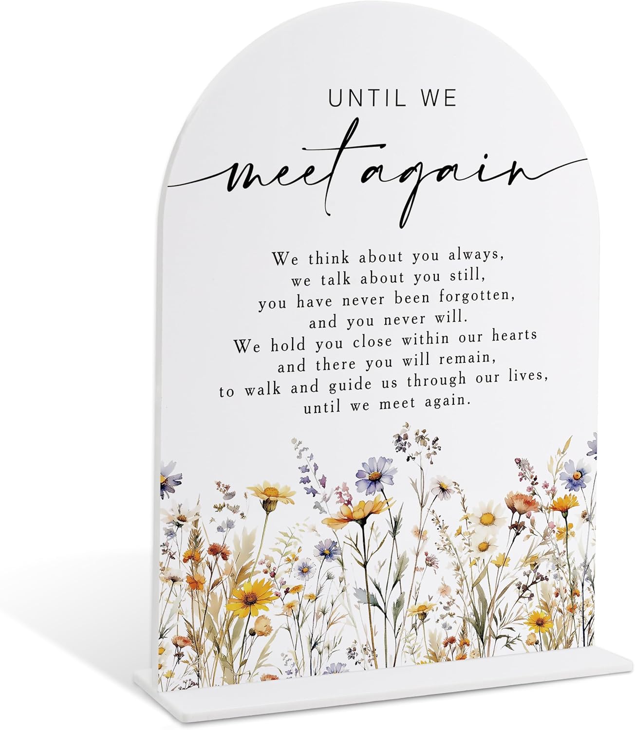 Memorial Table Sign for Wedding, Boho Floral Until We Meet Again Sign, Wedding Signage with Stand, Bridal Shower Table Centerpieces, Supplies for Engagement Reception and Event Party, 38