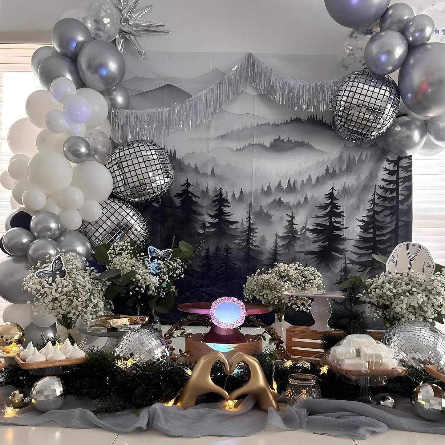 12Pcs Disco Ball Balloons, 22" 15" 10" 4D Aluminum Foil Balloons, Metallic Silver Disco Balloon for Birthday Bachelorette Disco 70s 80s 90s Themed Graduation New Year Eve Prom Party Decorations