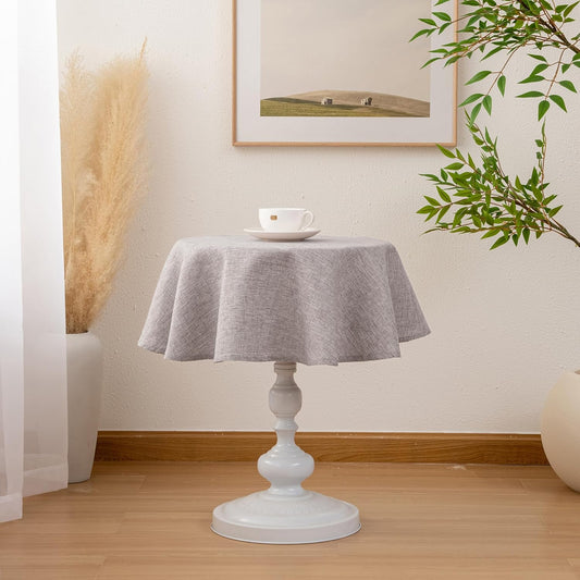 Hiasan 45 Inch Round Tablecloth Linen - Wrinkle and Stain Resistant Washable Polyester Fabric Table Cloth for Patio Dining Room Kitchen Party, Stone