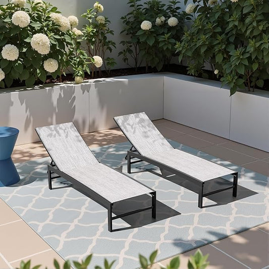 Crestlive Products Pool Lounge Chair Outdoor Set of 2, Chaise Lounge Chairs by CrestliveProducts
