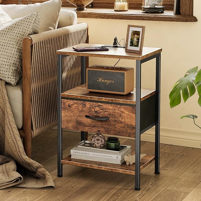 SUPERJARE Nightstand with Charging Station, Bed Side Table with Adjustable - Image 9