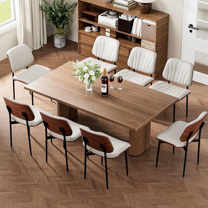 REONEY Dining Chairs Set of 4, Mid-Century Modern Upholstered PU Leather Chairs - Image 5