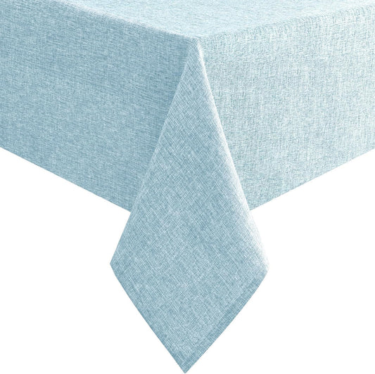 Hiasan Faux Linen Square Tablecloth - Wrinkle and Stain Resistant Washable Table Cloth for Kitchen Dining Room Holiday Table Cover for Dinner, Lux Slate Blue, 70 x 70 Inch