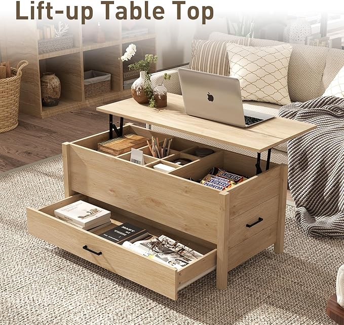 Bonzy Home Lift Top Coffee Table, Wooden Center Table - Image 3