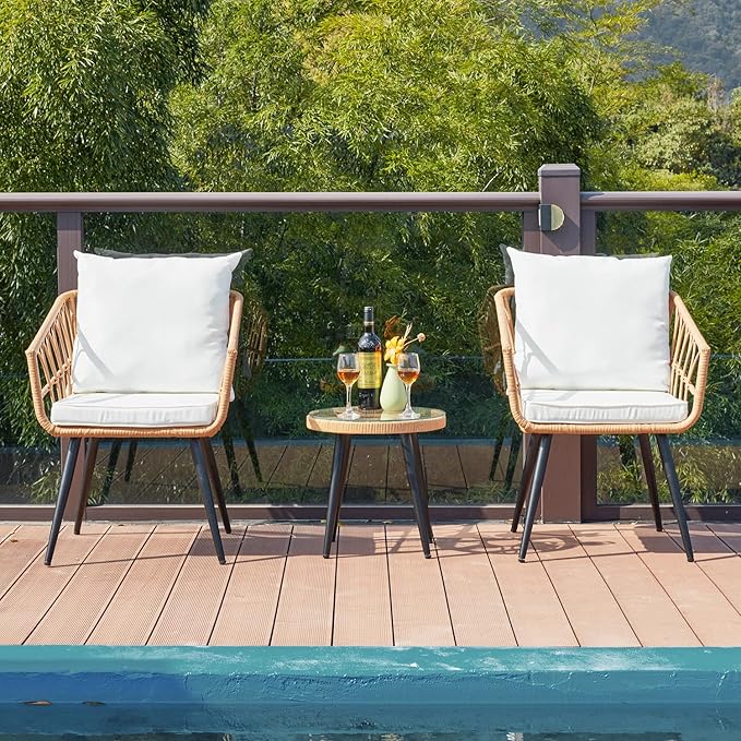 ECOTOUGE 6-Piece Wicker Patio Bistro Set, Outdoor Rattan Dining Set - Image 5