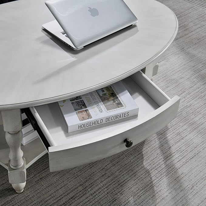 Solid Wood Oval Coffee Table - Image 6