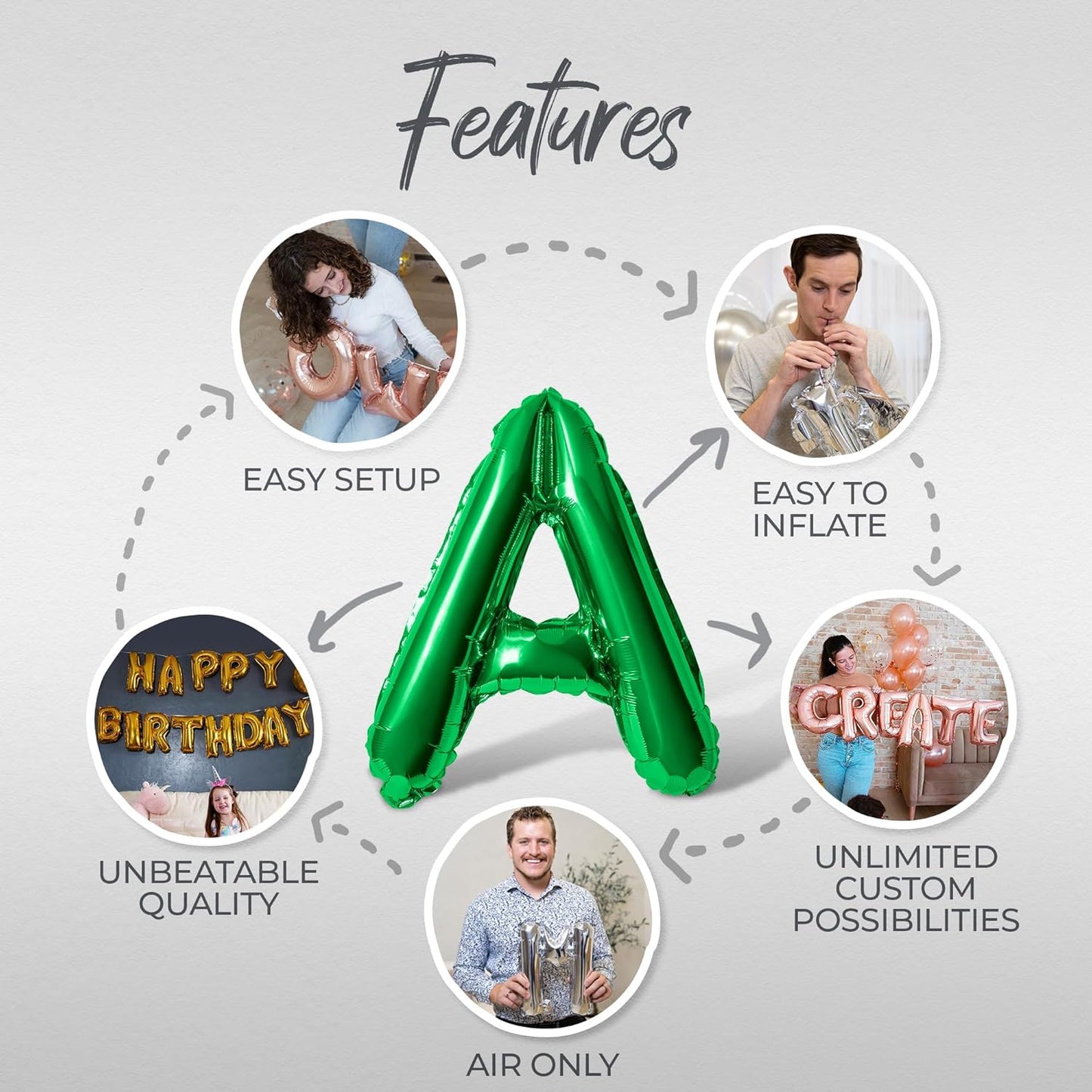 Letter Balloons - LETS GO GIRLS 16" Inch Alphabet Letters Foil Mylar Balloon Bachelorette or Hen Party Banner (Green)