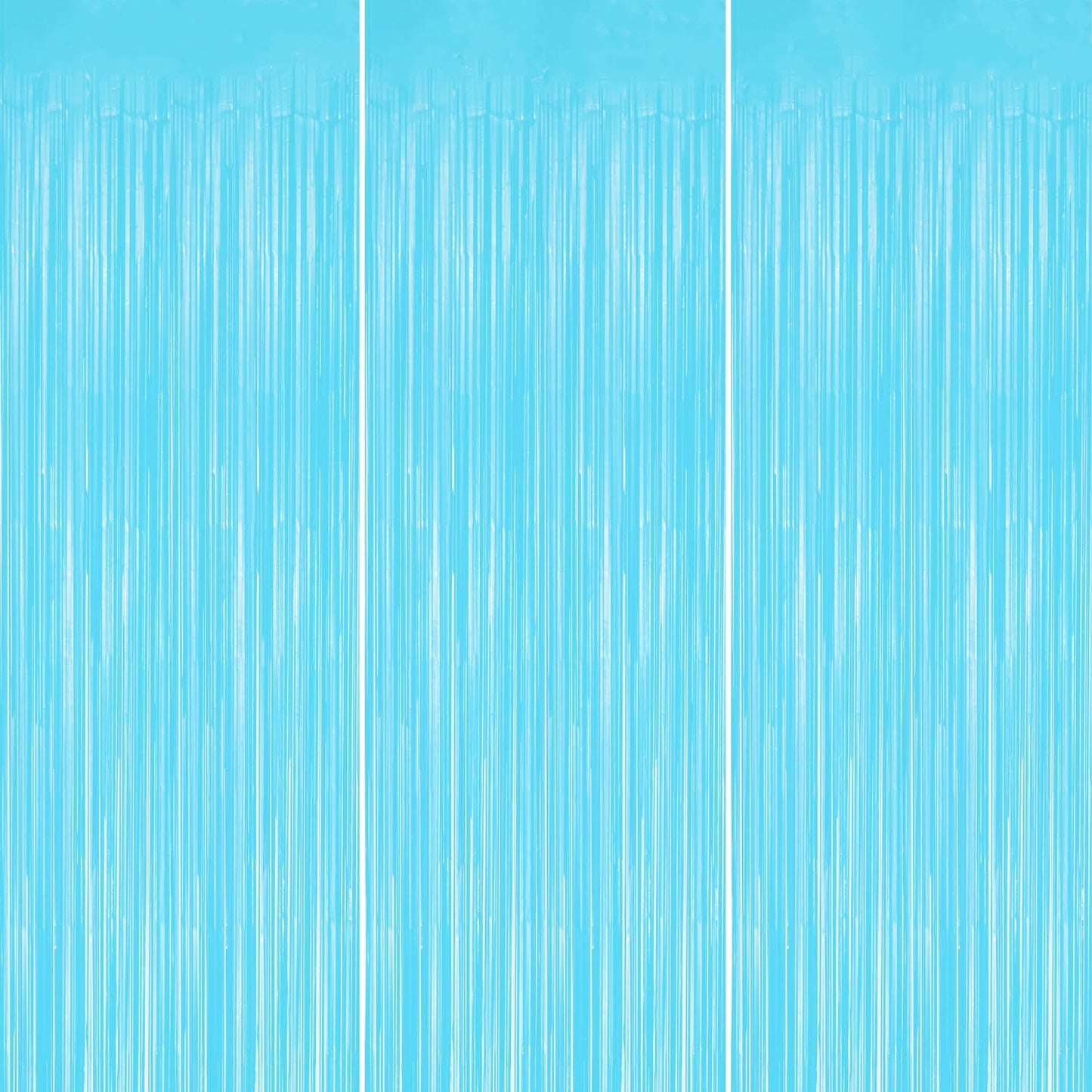 3 Pack Foil Fringe Backdrop - Pastel Blue Shiny Tinsel Curtains for Party Decoration/Photo Booth Props - 3.3x8.2 FT Metallic Foil Backdrop for Birthday, Wedding, Graduation, Christmas.