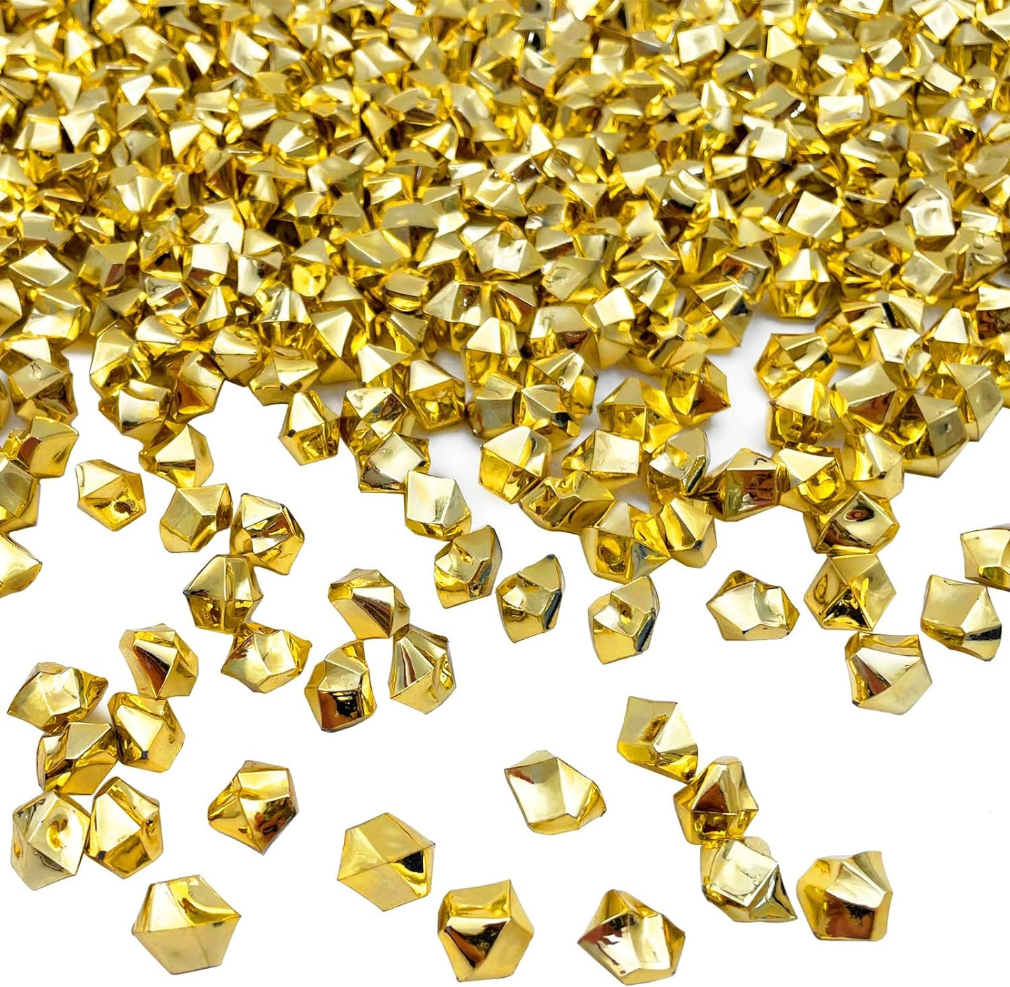 Fake Crushed Ice Cubes, Vase Fillers, 650 Pcs Golden Reusable Artificial Ice Cubes for Wedding Decor