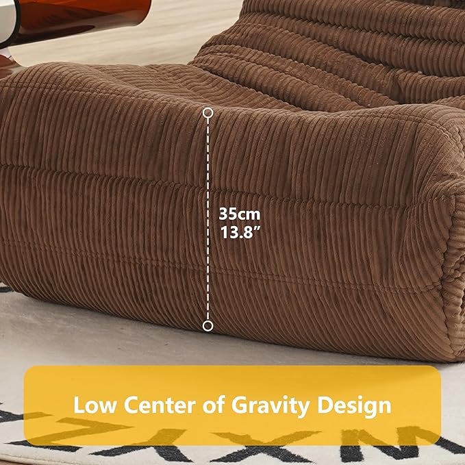 N&V Mid Century Armless Floor Sofa, Soft Premium Corduroy Lounge Chair - Image 7