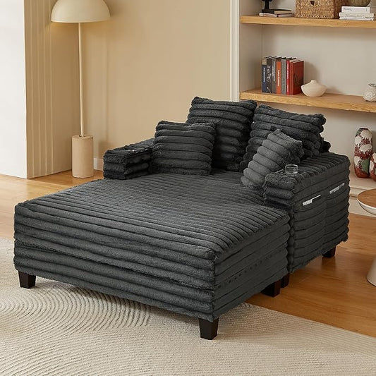 Amsleekey 64" Chaise Lounge Chair Indoor, Oversized Sleeper Chair by Amsleekey