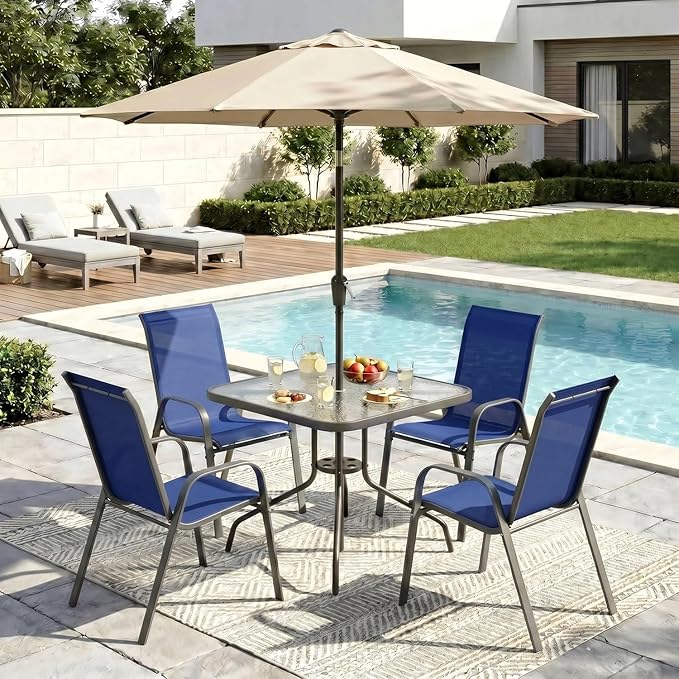 Arlopu 5 Piece Outdoor Patio Dining Set, Porch Furniture - Image 9